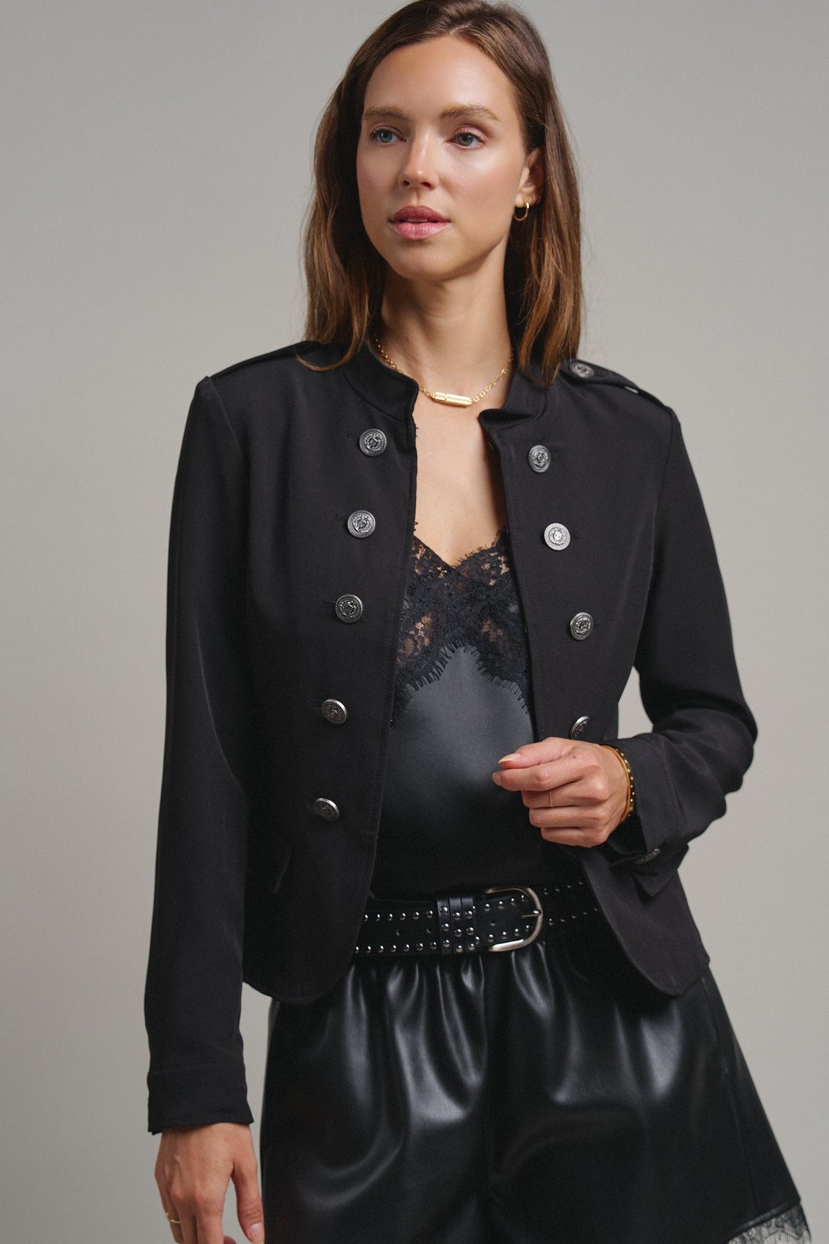 Cadet Charm Napoleon Jacket in Black - Women's Jackets & Blazers | Urban Daizy