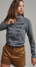 Cadet Charm Napoleon Zip Jacket in Dk H Grey - Women's Jackets & Blazers | Urban Daizy