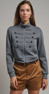 Cadet Charm Napoleon Zip Jacket in Dk H Grey - Women's Jackets & Blazers | Urban Daizy