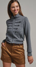 Cadet Charm Napoleon Zip Jacket in Dk H Grey - Women's Jackets & Blazers | Urban Daizy
