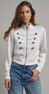 Cadet Charm Napoleon Zip Jacket in Milk - Women's Jackets & Blazers | Urban Daizy