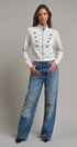 Cadet Charm Napoleon Zip Jacket in Milk - Women's Jackets & Blazers | Urban Daizy