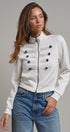 Cadet Charm Napoleon Zip Jacket in Milk - Women's Jackets & Blazers | Urban Daizy
