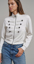 Cadet Charm Napoleon Zip Jacket in Milk - Women's Jackets & Blazers | Urban Daizy