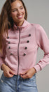 Cadet Charm Napoleon Zip Jacket in Pink Stone - Women's Jackets & Blazers | Urban Daizy