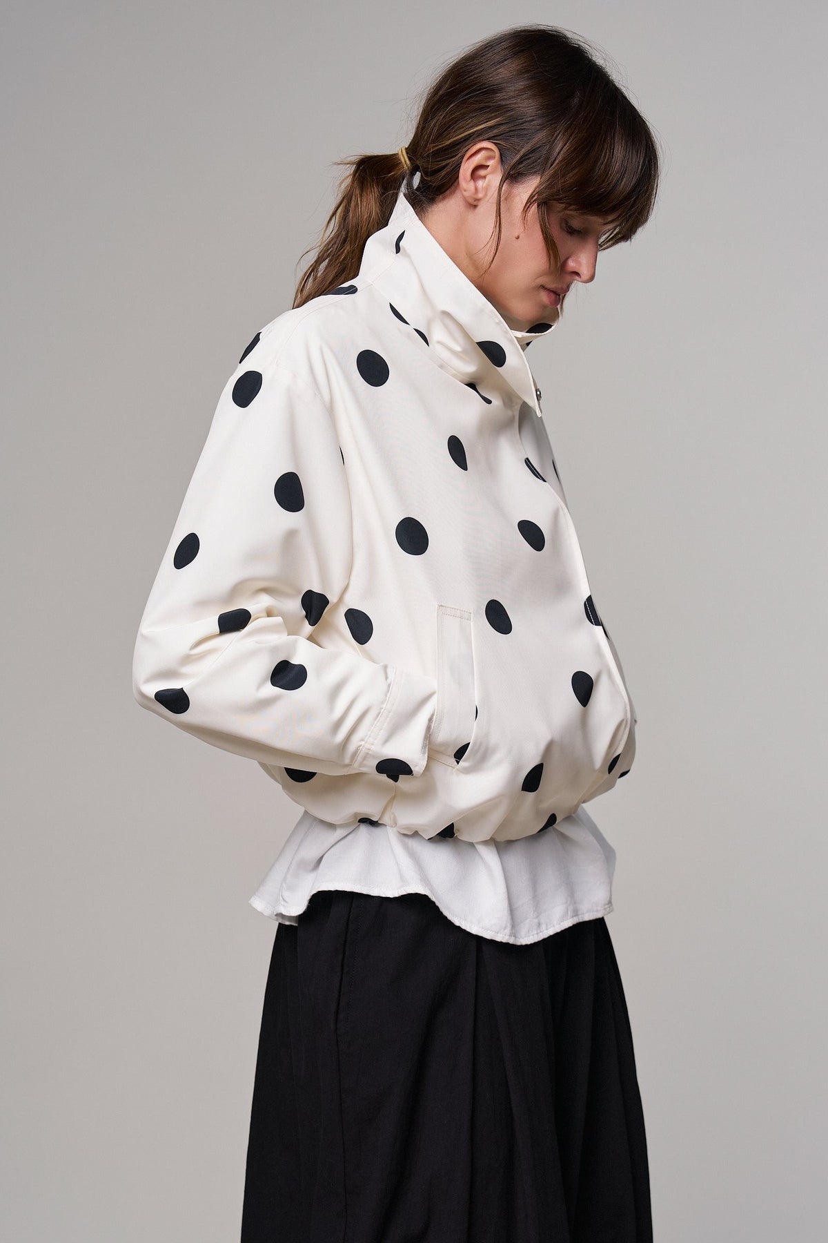 Spot On Polka Dot Bomber Jacket in White - Women's Jackets & Blazers | Urban Daizy