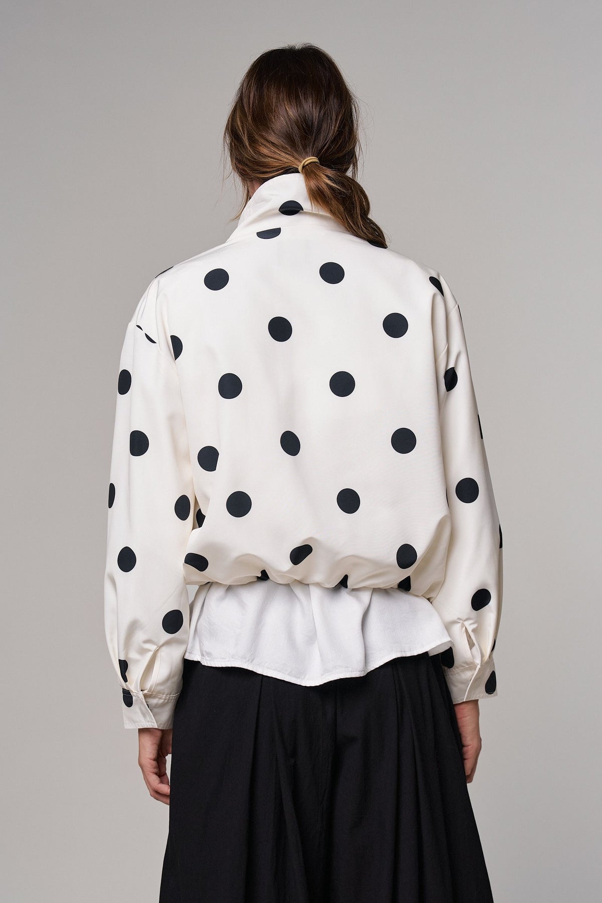 Spot On Polka Dot Bomber Jacket in White - Women's Jackets & Blazers | Urban Daizy