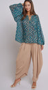High Waist Pleated Drape Trouser With Gold Button in Khaki - Women's Pants | Urban Daizy