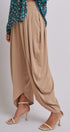 High Waist Pleated Drape Trouser With Gold Button in Khaki - Women's Pants | Urban Daizy
