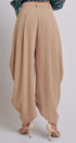 High Waist Pleated Drape Trouser With Gold Button in Khaki - Women's Pants | Urban Daizy