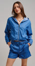 High Waisted Chambray Belted Shorts With Cuffed Hem in Blue - Women's Pants | Urban Daizy