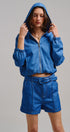 High Waisted Chambray Belted Shorts With Cuffed Hem in Blue - Women's Pants | Urban Daizy