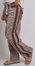Leopard Print Wide-Leg Pants with Side Stripe in Leopard - Women's Pants | Urban Daizy