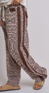 Leopard Print Wide-Leg Pants with Side Stripe in Leopard - Women's Pants | Urban Daizy