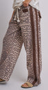 Leopard Print Wide-Leg Pants with Side Stripe in Leopard - Women's Pants | Urban Daizy