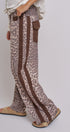 Leopard Print Wide-Leg Pants with Side Stripe in Leopard - Women's Pants | Urban Daizy