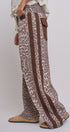 Leopard Print Wide-Leg Pants with Side Stripe in Leopard - Women's Pants | Urban Daizy
