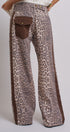 Leopard Print Wide-Leg Pants with Side Stripe in Leopard - Women's Pants | Urban Daizy