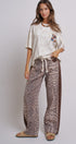 Leopard Print Wide-Leg Pants with Side Stripe in Leopard - Women's Pants | Urban Daizy