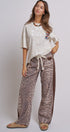 Leopard Print Wide-Leg Pants with Side Stripe in Leopard - Women's Pants | Urban Daizy