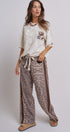 Leopard Print Wide-Leg Pants with Side Stripe in Leopard - Women's Pants | Urban Daizy