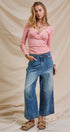 Vintage Wash Cropped Wide-Leg Denim Jeans in Denim - Women's Pants | Urban Daizy
