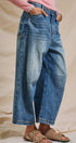Vintage Wash Cropped Wide-Leg Denim Jeans in Denim - Women's Pants | Urban Daizy