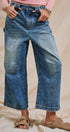 Vintage Wash Cropped Wide-Leg Denim Jeans in Denim - Women's Pants | Urban Daizy