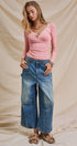 Vintage Wash Cropped Wide-Leg Denim Jeans in Denim - Women's Pants | Urban Daizy
