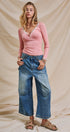 Vintage Wash Cropped Wide-Leg Denim Jeans in Denim - Women's Pants | Urban Daizy