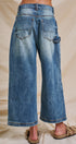 Vintage Wash Cropped Wide-Leg Denim Jeans in Denim - Women's Pants | Urban Daizy