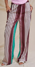 Contrast Stripe Colorblock Wide-Leg Pants in Multi - Women's Pants | Urban Daizy