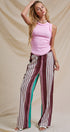Contrast Stripe Colorblock Wide-Leg Pants in Multi - Women's Pants | Urban Daizy