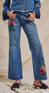 Floral Painted Wide-Leg Denim Jeans in Denim - Women's Pants | Urban Daizy