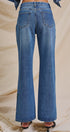Floral Painted Wide-Leg Denim Jeans in Denim - Women's Pants | Urban Daizy
