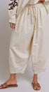 Cotton Linen Drawstring Cocoon Pants with Elastic Waist in Linen - Women's Pants | Urban Daizy