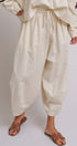 Cotton Linen Drawstring Cocoon Pants with Elastic Waist in Linen - Women's Pants | Urban Daizy
