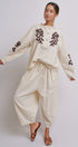 Cotton Linen Drawstring Cocoon Pants with Elastic Waist in Linen - Women's Pants | Urban Daizy