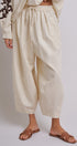 Cotton Linen Drawstring Cocoon Pants with Elastic Waist in Linen - Women's Pants | Urban Daizy