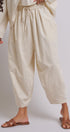 Cotton Linen Drawstring Cocoon Pants with Elastic Waist in Linen - Women's Pants | Urban Daizy