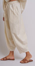 Cotton Linen Drawstring Cocoon Pants with Elastic Waist in Linen - Women's Pants | Urban Daizy