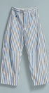 Striped Cotton Barrel-Leg Wide Pants in Ivory Blue - Women's Pants | Urban Daizy