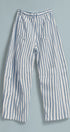 Striped Cotton Barrel-Leg Wide Pants in Ivory Blue - Women's Pants | Urban Daizy