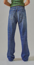 Wide Leg Faux Denim Print Track Pants With Side Stripes in Denim - Women's Pants | Urban Daizy
