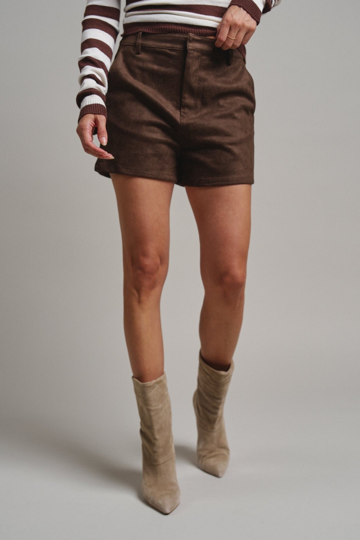 Soft Focus Faux Suede Shorts in Choco Brown - Women's Casual Shorts | Urban Daizy