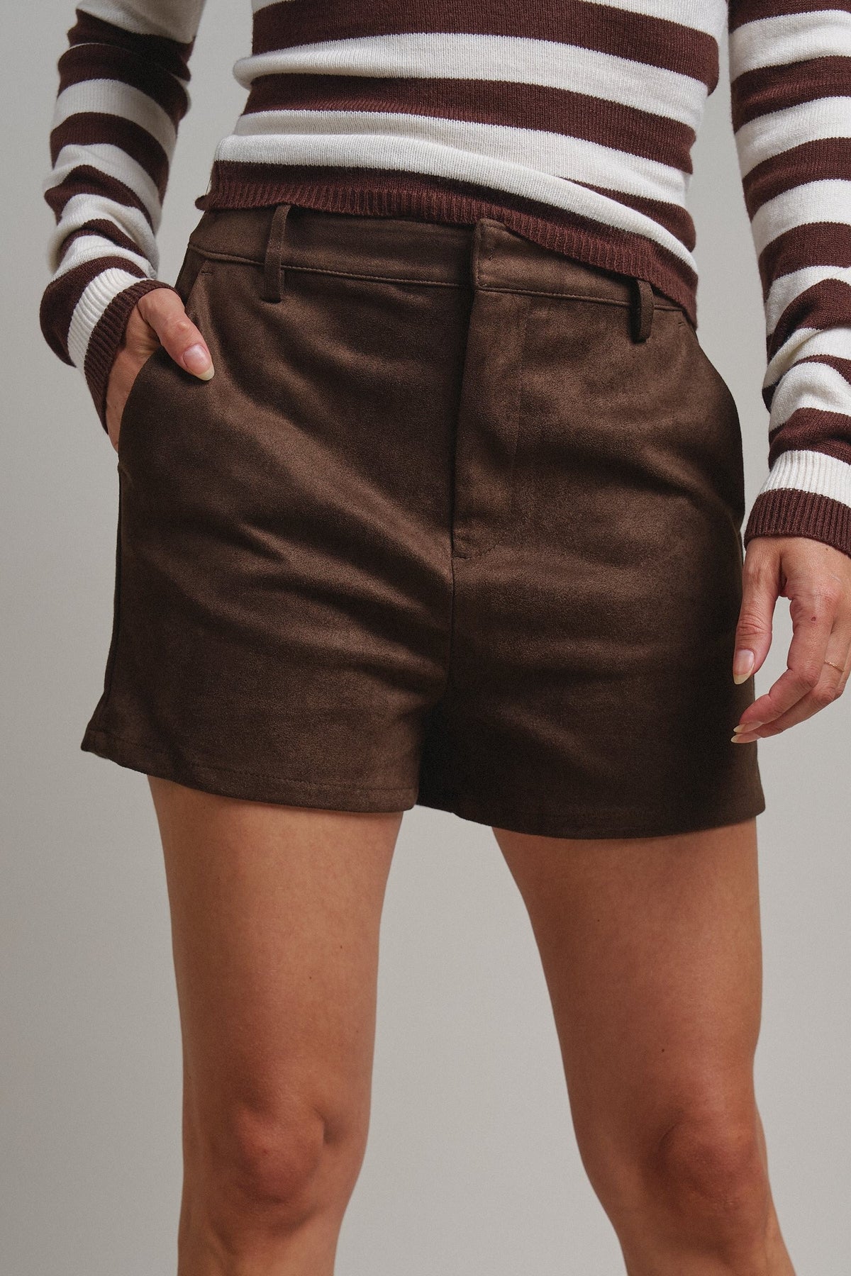 Soft Focus Faux Suede Shorts in Choco Brown - Women's Casual Shorts | Urban Daizy