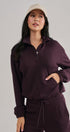 Scuba Knit Half Zip Pullover with Stand Collar in Chocolate - Women's Sweatshirts & Hoodies | Urban Daizy