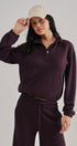 Scuba Knit Half Zip Pullover with Stand Collar in Chocolate - Women's Sweatshirts & Hoodies | Urban Daizy