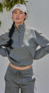 Scuba Knit Half Zip Pullover with Stand Collar in Dk H Grey - Women's Sweatshirts & Hoodies | Urban Daizy