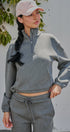 Scuba Knit Half Zip Pullover with Stand Collar in Dk H Grey - Women's Sweatshirts & Hoodies | Urban Daizy